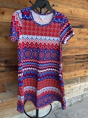 LuLaRoe Jessie Red White Blue Dress